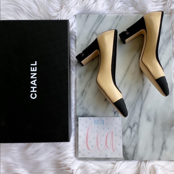 Chanel Beige & Black Two-Tone Pumps/Heels, Euro 39 - Picture 2 of 6